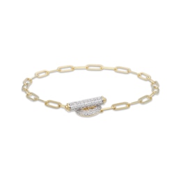 STUDIO BY KAY Lab-Grown Diamond Paperclip Chain Toggle Bracelet 7/8 ct tw 24K Yellow Gold Vermeil Sterling Silver 7.25"