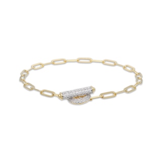 STUDIO BY KAY Lab-Grown Diamond Paperclip Chain Toggle Bracelet 7/8 ct tw 24K Yellow Gold Vermeil Sterling Silver 7.25"