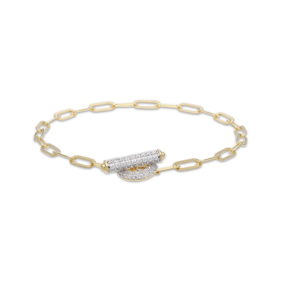 STUDIO BY KAY Lab-Grown Diamond Paperclip Chain Toggle Bracelet 7/8 ct tw 24K Yellow Gold Vermeil Sterling Silver 7.25"