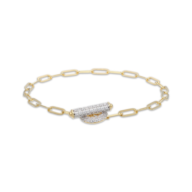Main Image 1 of STUDIO BY KAY Lab-Grown Diamond Paperclip Chain Toggle Bracelet 7/8 ct tw 24K Yellow Gold Vermeil Sterling Silver 7.25"