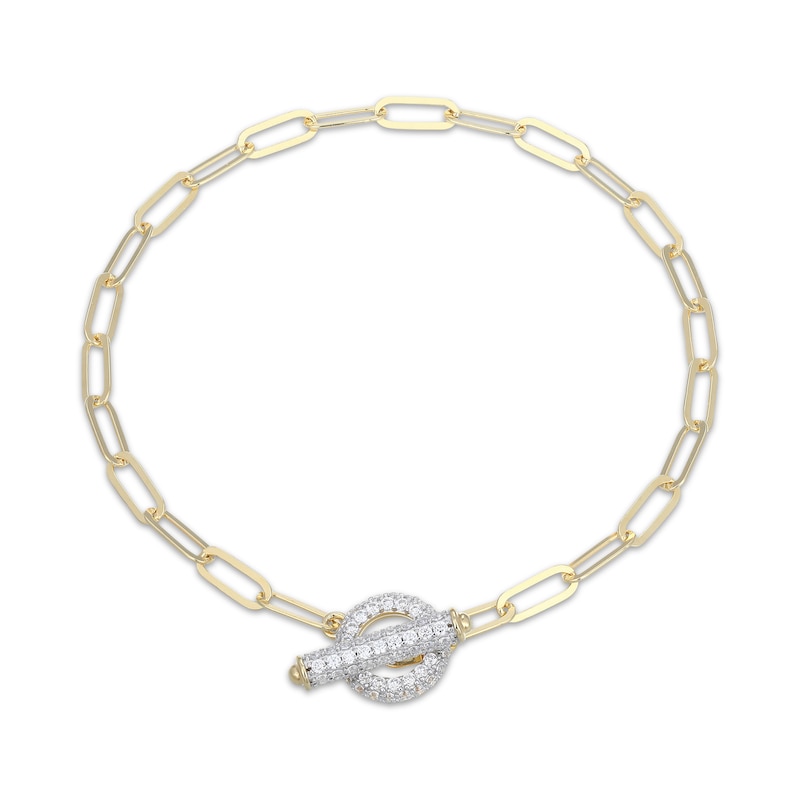 Main Image 2 of STUDIO BY KAY Lab-Grown Diamond Paperclip Chain Toggle Bracelet 7/8 ct tw 24K Yellow Gold Vermeil Sterling Silver 7.25"