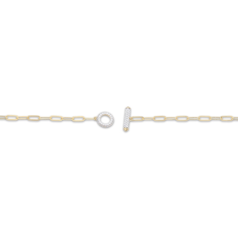 Main Image 4 of STUDIO BY KAY Lab-Grown Diamond Paperclip Chain Toggle Bracelet 7/8 ct tw 24K Yellow Gold Vermeil Sterling Silver 7.25"