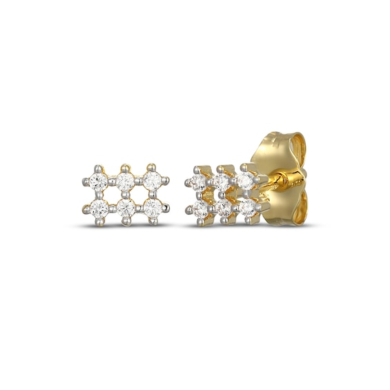 STUDIO BY KAY Lab-Grown Diamond Grid Stud Earrings 1/10 ct tw 24K Yellow Gold Vermeil Sterling Silver