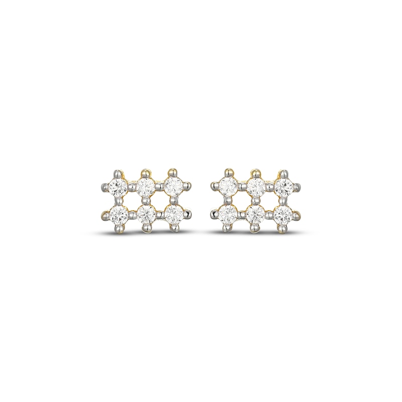 Main Image 2 of STUDIO BY KAY Lab-Grown Diamond Grid Stud Earrings 1/10 ct tw 24K Yellow Gold Vermeil Sterling Silver