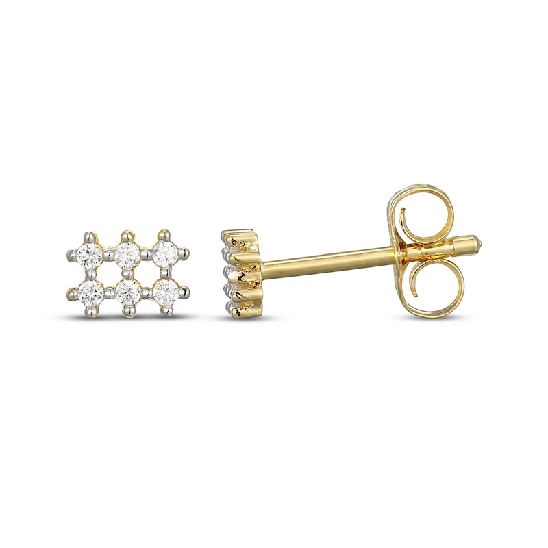 Main Image 3 of STUDIO BY KAY Lab-Grown Diamond Grid Stud Earrings 1/10 ct tw 24K Yellow Gold Vermeil Sterling Silver