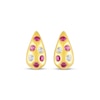 Thumbnail Image 2 of STUDIO BY KAY Pink & White Lab-Created Sapphire Scatter Teardrop Stud Earrings 24K Yellow Gold Vermeil Sterling Silver