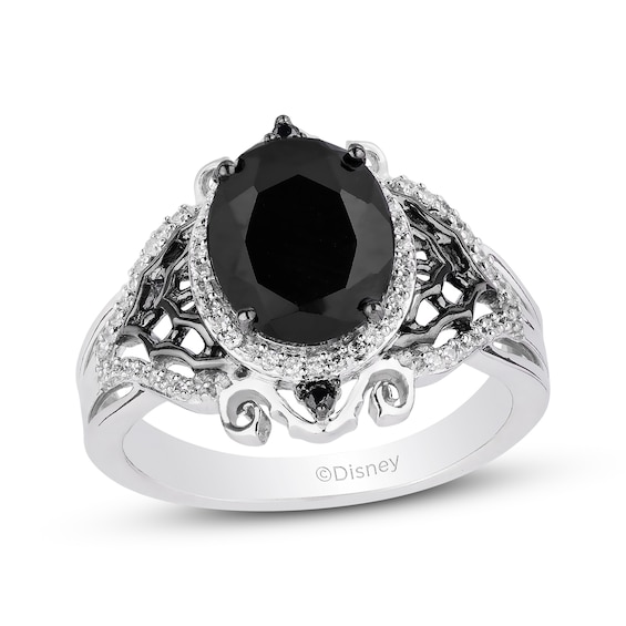 Disney Treasures The Nightmare Before Christmas Oval-Cut Black Onyx & Diamond Ring 1/6 ct tw Sterling Silver
