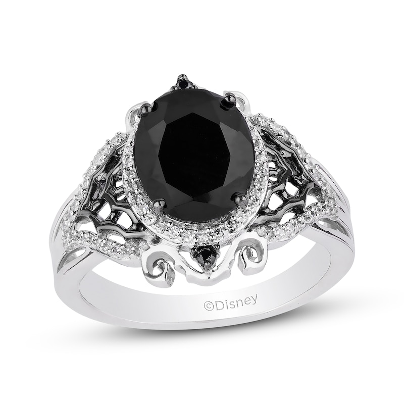 Main Image 1 of Disney Treasures The Nightmare Before Christmas Oval-Cut Black Onyx & Diamond Ring 1/6 ct tw Sterling Silver
