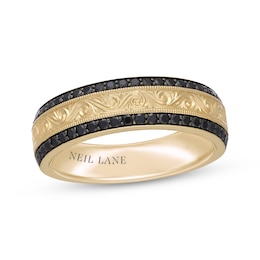 Neil Lane Men's Black Diamond Wedding Band 1/2 ct tw 14K Yellow Gold