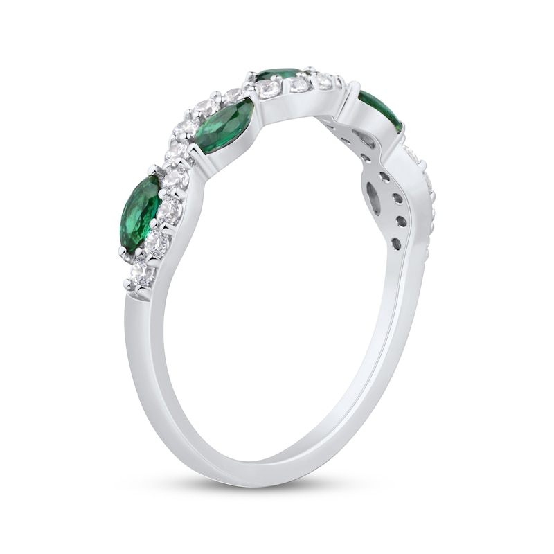 Main Image 2 of Now + Forever Marquise-Cut Emerald & Diamond Anniversary Ring 1/4 ct tw 10K White Gold