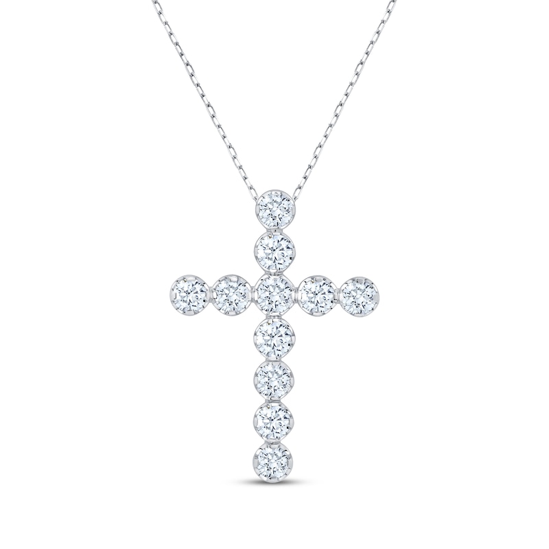 Main Image 1 of KAY Signature Collection Cross Necklace 3 ct tw 10K White Gold 18"