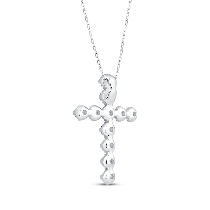 Main Image 3 of KAY Signature Collection Cross Necklace 3 ct tw 10K White Gold 18"