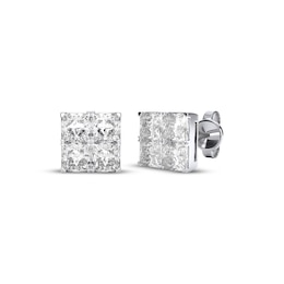 THE LEO Diamond Princess-Cut Quad Stud Earrings 3/4 ct tw 14K White Gold