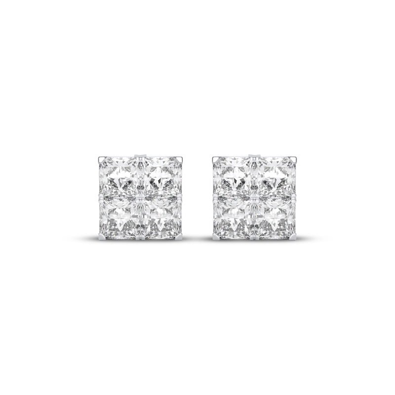 Main Image 2 of THE LEO Diamond Princess-Cut Quad Stud Earrings 3/4 ct tw 14K White Gold