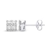 Thumbnail Image 3 of THE LEO Diamond Princess-Cut Quad Stud Earrings 3/4 ct tw 14K White Gold