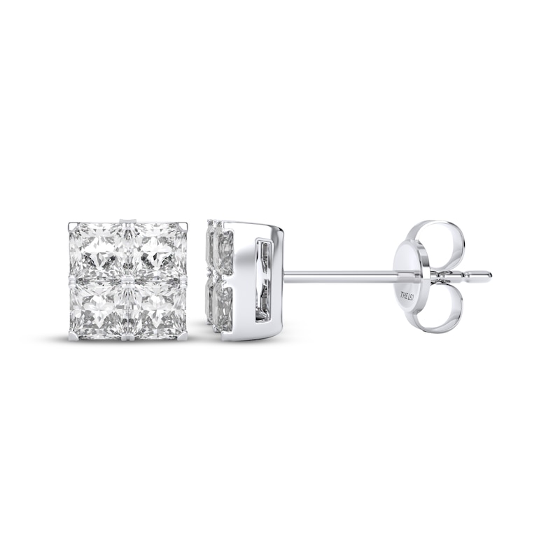 Main Image 3 of THE LEO Diamond Princess-Cut Quad Stud Earrings 3/4 ct tw 14K White Gold