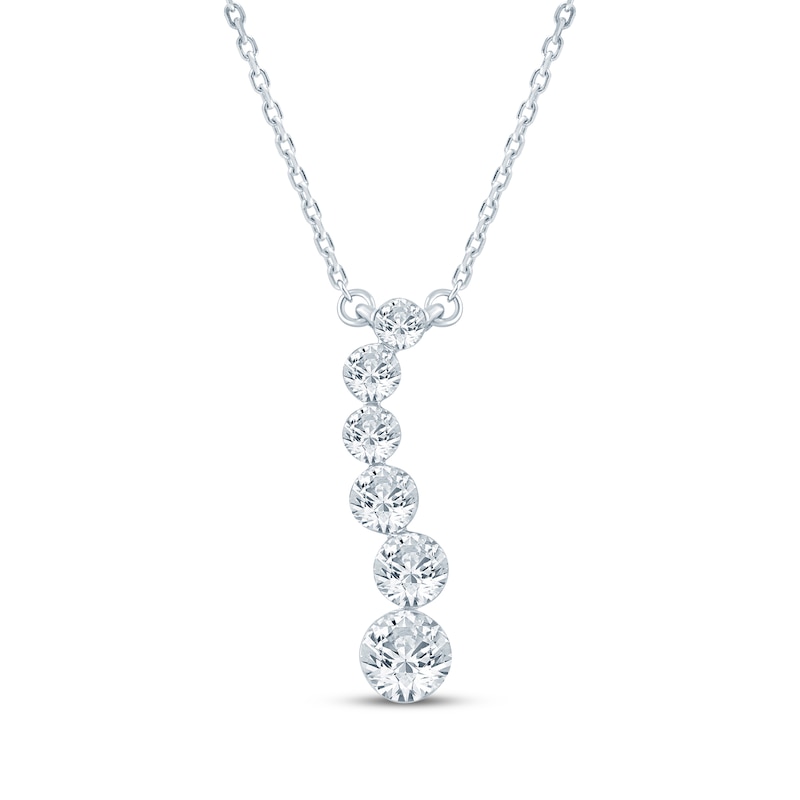 Main Image 1 of KAY Lab-Grown Diamonds Graduated Journey Necklace 1 ct tw 10K White Gold 18"