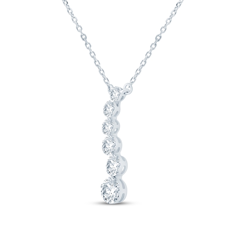 Main Image 2 of KAY Lab-Grown Diamonds Graduated Journey Necklace 1 ct tw 10K White Gold 18"