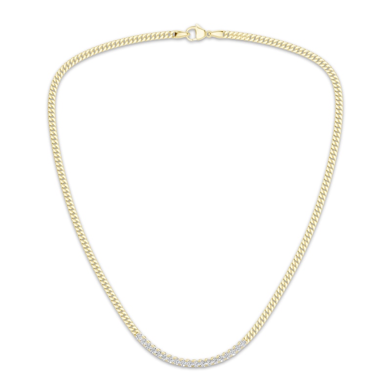 Main Image 2 of KAY Lab-Grown Diamonds Curb Chain Necklace 1 ct tw 10K Yellow Gold 16"