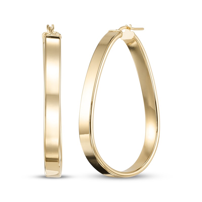 Main Image 1 of Teardrop-Shaped Hoop Earrings 24K Yellow Gold Vermeil Sterling Silver 50mm