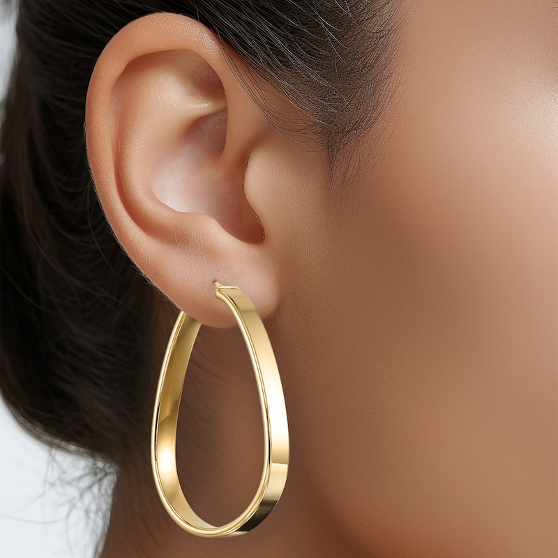 Main Image 3 of Teardrop-Shaped Hoop Earrings 24K Yellow Gold Vermeil Sterling Silver 50mm