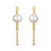 Thumbnail Image 2 of STUDIO BY KAY Cultured Pearl Chain Front-Back Earrings 24K Yellow Gold Vermeil Sterling Silver