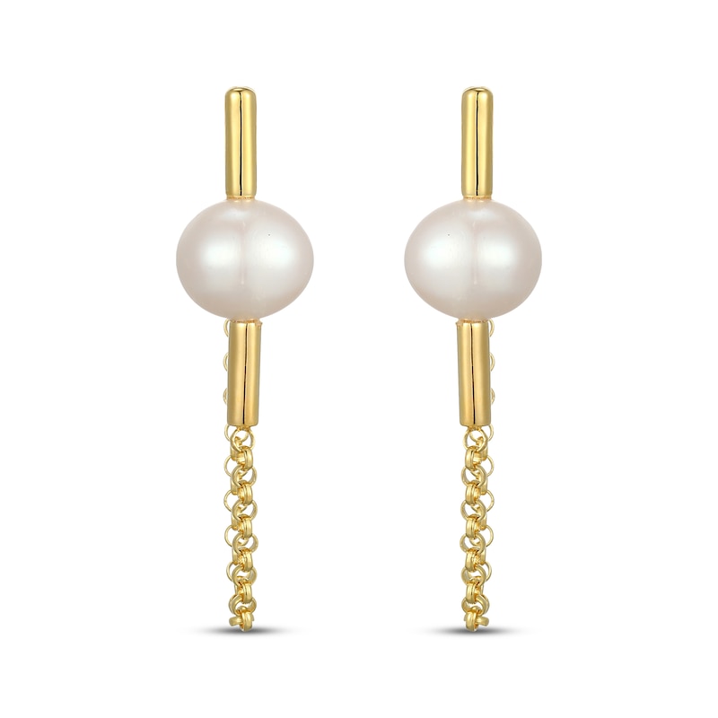 Main Image 2 of STUDIO BY KAY Cultured Pearl Chain Front-Back Earrings 24K Yellow Gold Vermeil Sterling Silver