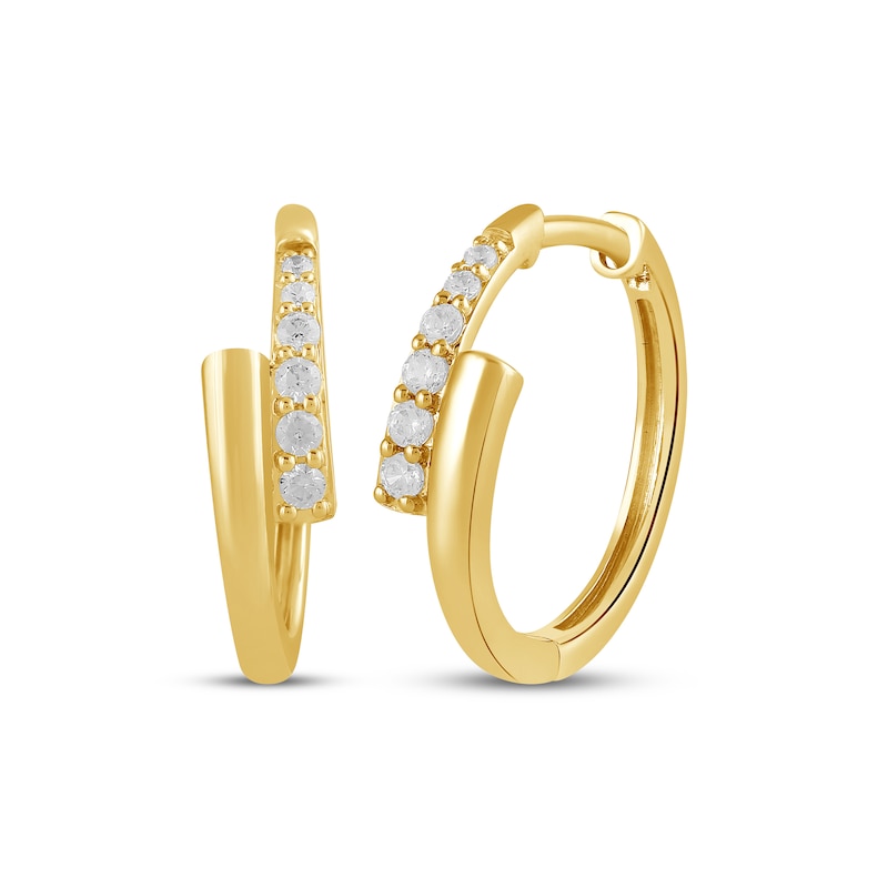 Main Image 1 of KAY Lab-Grown Diamonds Bypass Hoop Earrings 1/6 ct tw 14K Yellow Gold-Plated Sterling Silver