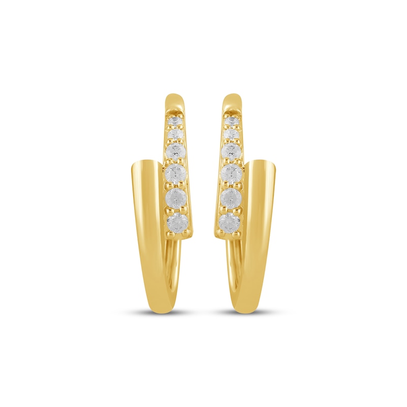 Main Image 2 of KAY Lab-Grown Diamonds Bypass Hoop Earrings 1/6 ct tw 14K Yellow Gold-Plated Sterling Silver