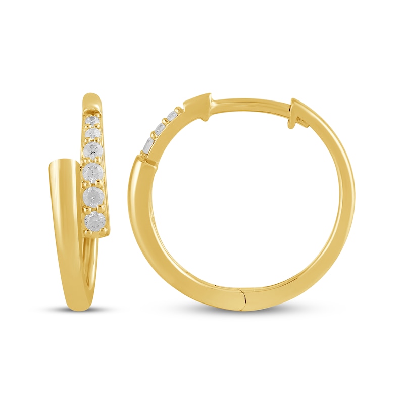 Main Image 3 of KAY Lab-Grown Diamonds Bypass Hoop Earrings 1/6 ct tw 14K Yellow Gold-Plated Sterling Silver