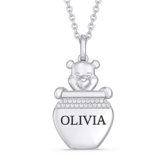 Disney Treasures Winnie the Pooh Diamond Necklace 1/20 ct tw Sterling Silver 17"