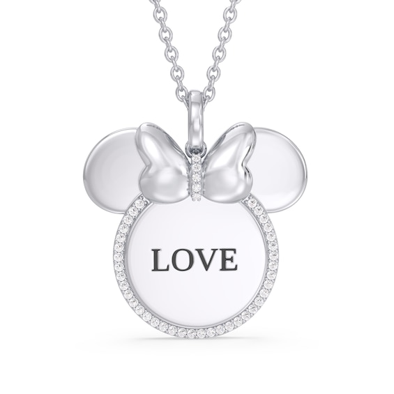 Disney Treasures Minnie Mouse Diamond Necklace 1/10 ct tw Sterling Silver 17"