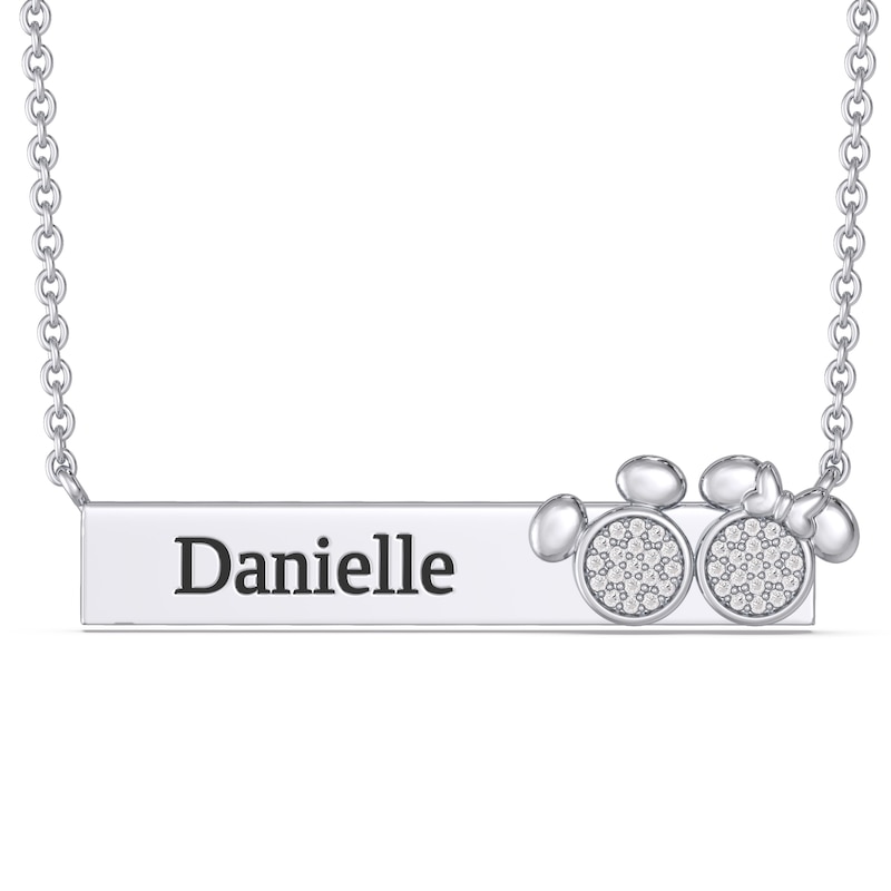 Main Image 1 of Disney Treasures Mickey & Minnie Mouse Diamond Necklace 1/15 ct tw Sterling Silver