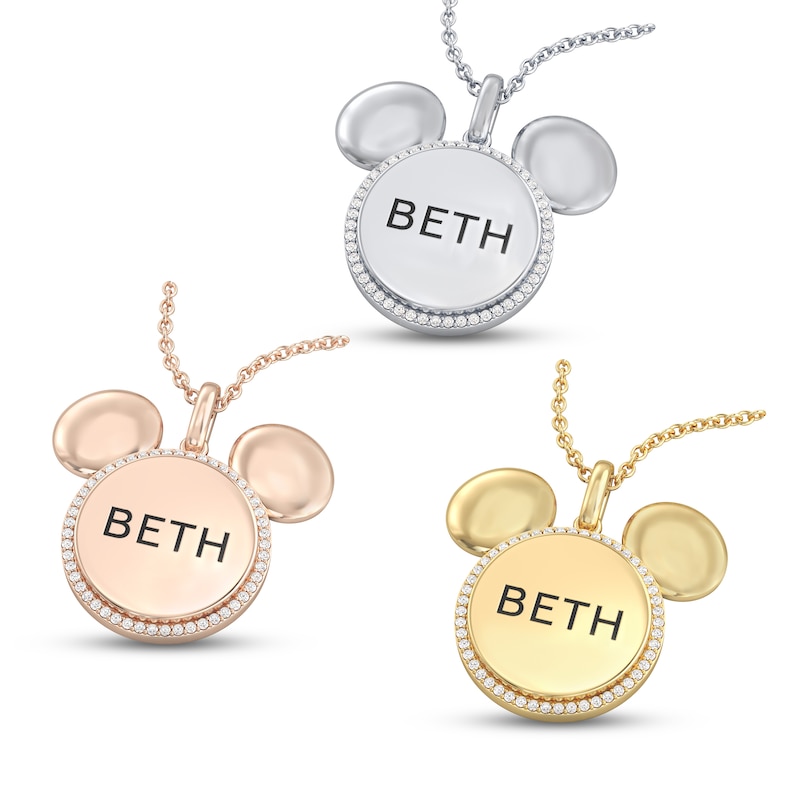 Main Image 2 of Disney Treasures Mickey Mouse Diamond Necklace 1/10 ct tw 10K Yellow Gold 17"