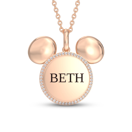 Disney Treasures Mickey Mouse Diamond Necklace 1/10 ct tw 10K Rose Gold 17"