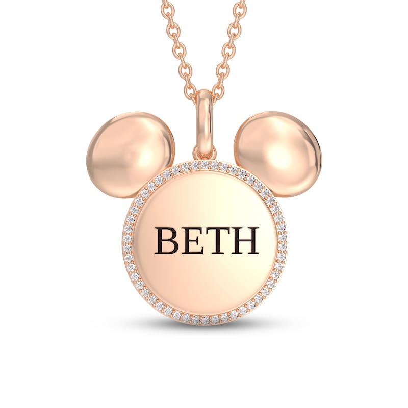 Main Image 1 of Disney Treasures Mickey Mouse Diamond Necklace 1/10 ct tw 10K Rose Gold 17"