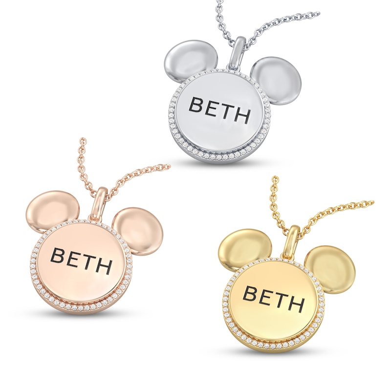 Main Image 2 of Disney Treasures Mickey Mouse Diamond Necklace 1/10 ct tw 10K Rose Gold 17"