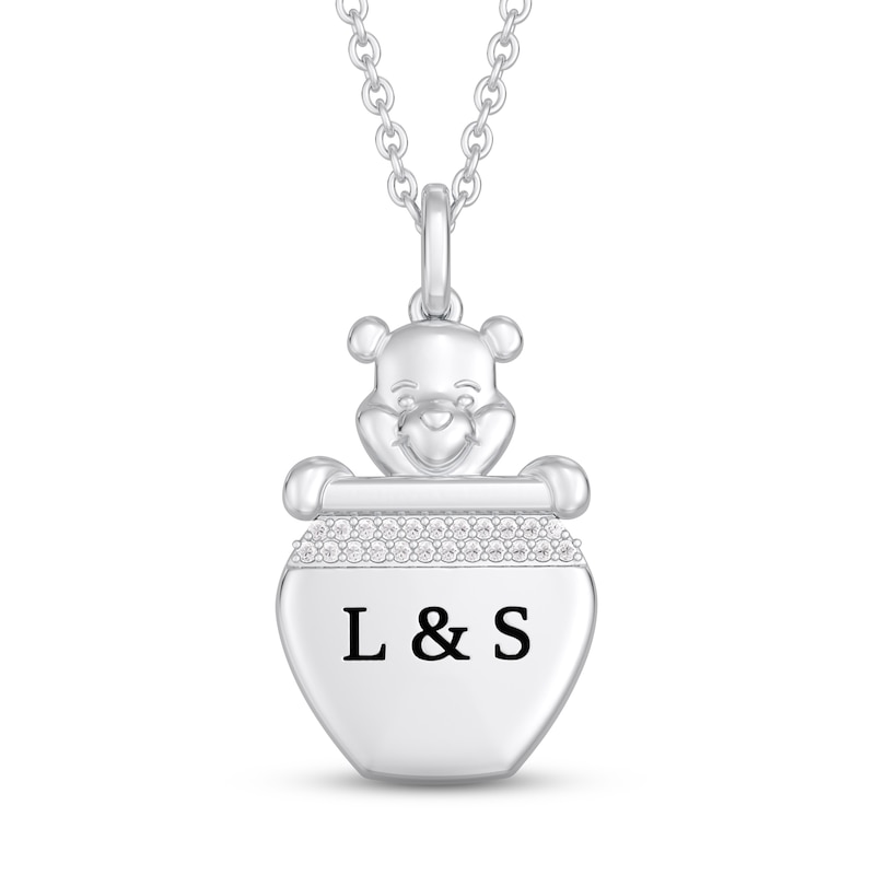 Main Image 1 of Disney Treasures Winnie the Pooh Diamond Necklace 1/20 ct tw 10K White Gold 17"