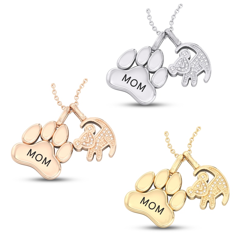 Main Image 2 of Disney Treasures The Lion King Diamond Necklace 1/20 ct tw 10K White Gold 17"