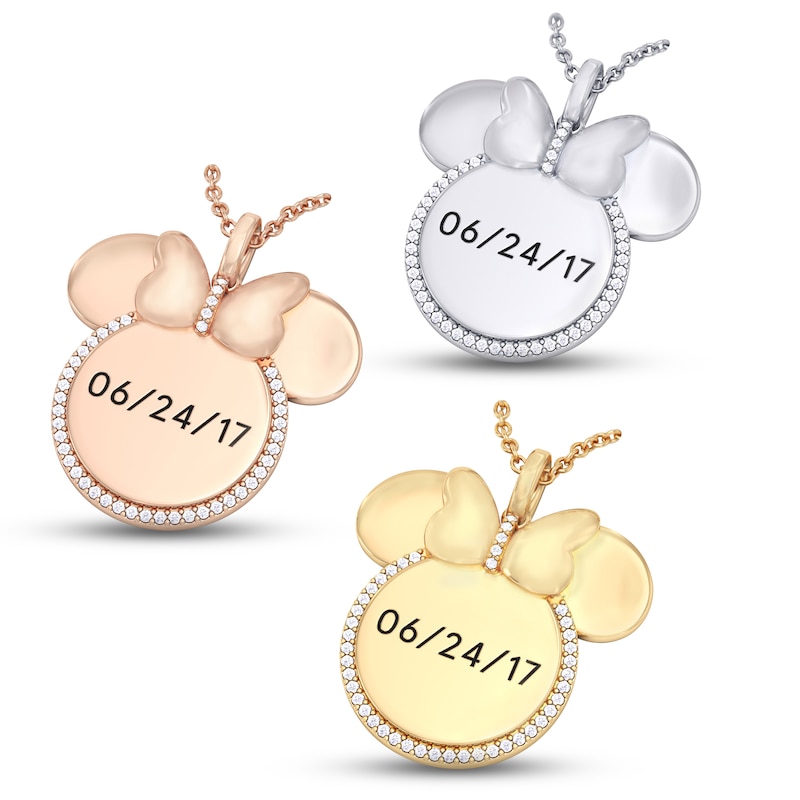 Main Image 2 of Disney Treasures Minnie Mouse Diamond Necklace 1/10 ct tw 10K Yellow Gold 17"