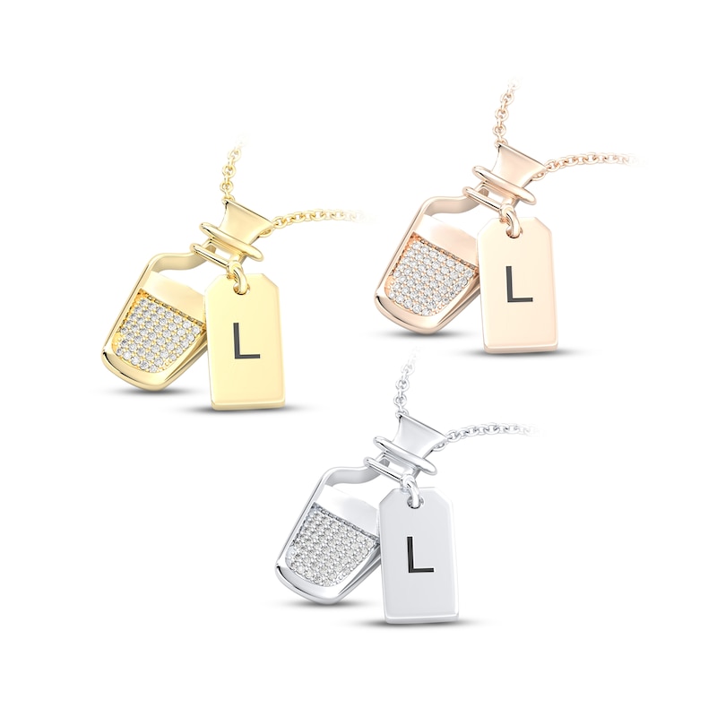 Main Image 2 of Disney Treasures Alice in Wonderland Diamond Potion Bottle Necklace 1/10 ct tw 10K Yellow Gold 17"