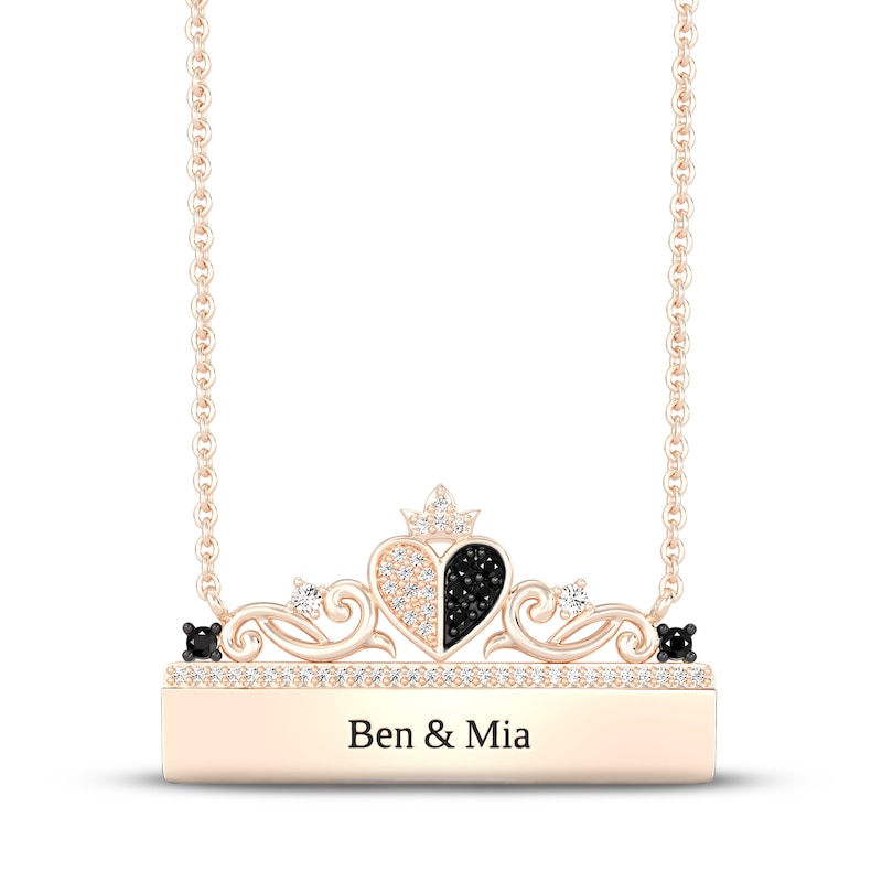 Main Image 1 of Disney Treasures Alice in Wonderland Black & White Diamond Necklace 1/4 ct tw 10K Rose Gold 17"