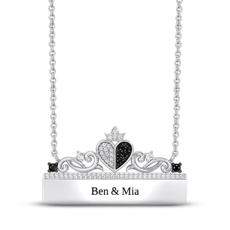 Main Image 1 of Disney Treasures Alice in Wonderland Black & White Diamond Necklace 1/4 ct tw 10K White Gold 17"
