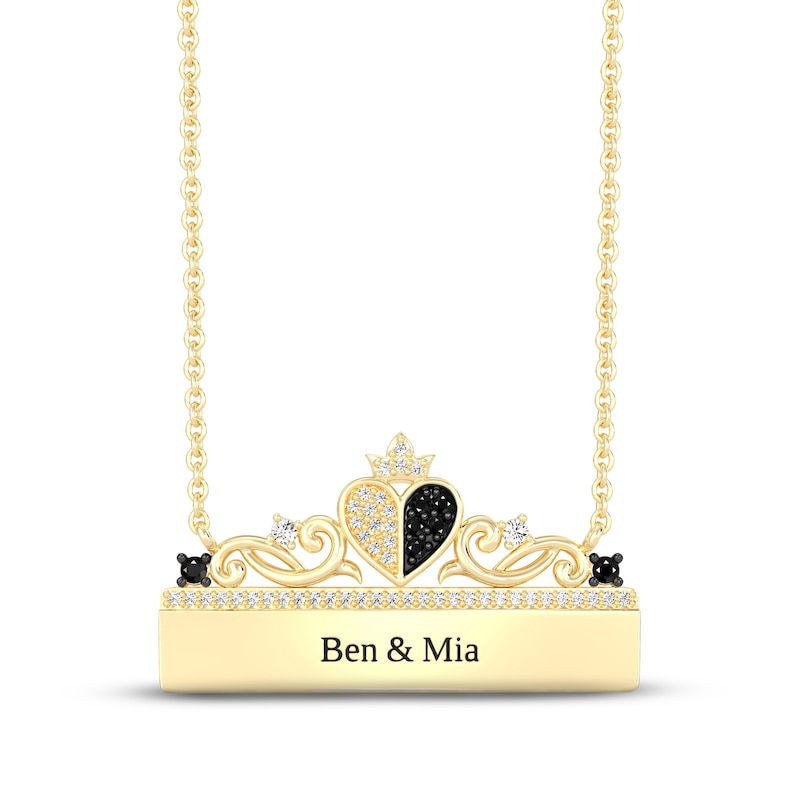 Main Image 1 of Disney Treasures Alice in Wonderland Black & White Diamond Necklace 1/4 ct tw 10K Yellow Gold 17"