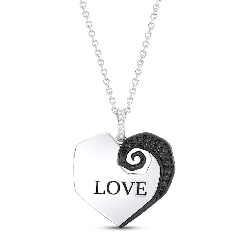 Main Image 1 of Disney Treasures The Nightmare Before Christmas Black & White Diamond Heart Necklace 1/6 ct tw Sterling Silver 17"
