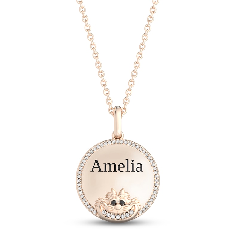 Main Image 1 of Disney Treasures Alice in Wonderland "Cheshire Cat" Diamond Necklace 1/10 ct tw 10K Rose Gold 17"