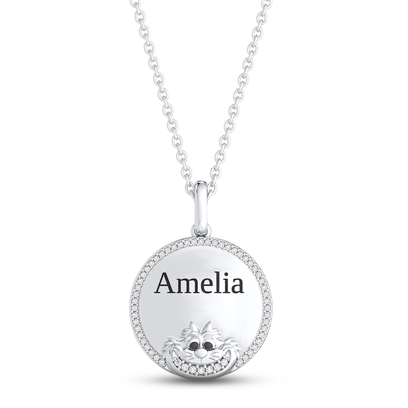 Main Image 1 of Disney Treasures Alice in Wonderland "Cheshire Cat" Diamond Necklace 1/10 ct tw 10K White Gold 17"