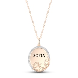 Disney Treasures Alice in Wonderland "Cheshire Cat" Diamond Necklace 1/15 ct tw 10K Rose Gold 17"