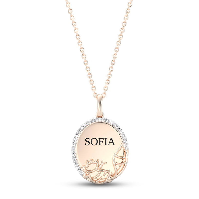 Main Image 1 of Disney Treasures Alice in Wonderland "Cheshire Cat" Diamond Necklace 1/15 ct tw 10K Rose Gold 17"