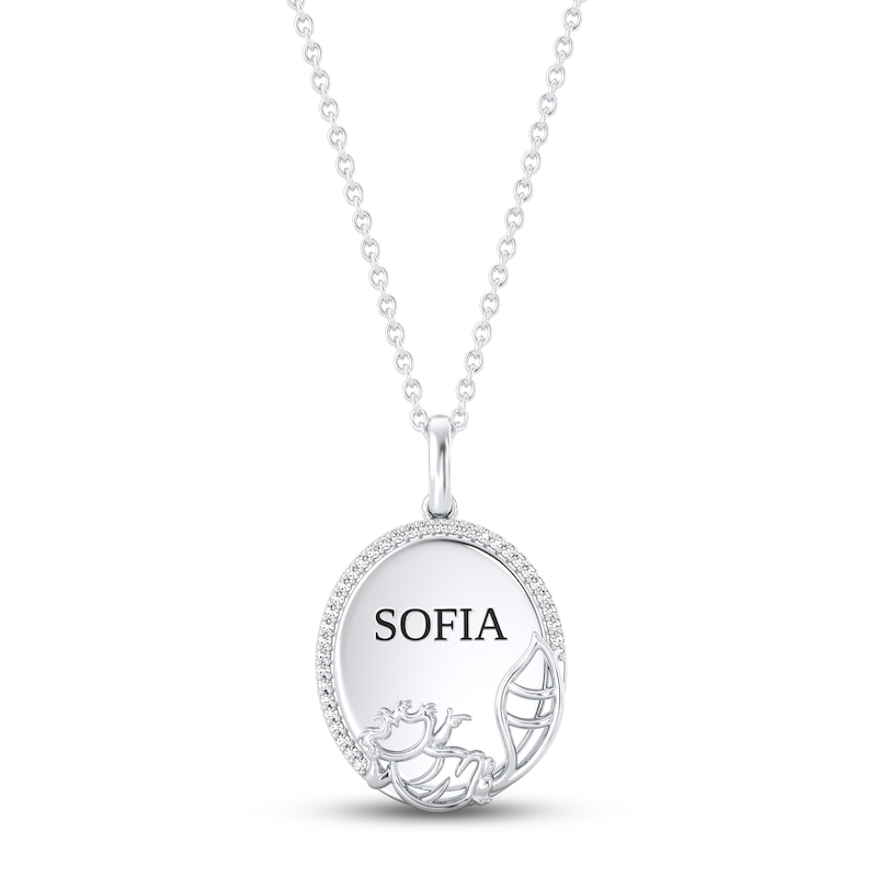 Main Image 1 of Disney Treasures Alice in Wonderland "Cheshire Cat" Diamond Necklace 1/15 ct tw 10K White Gold 17"